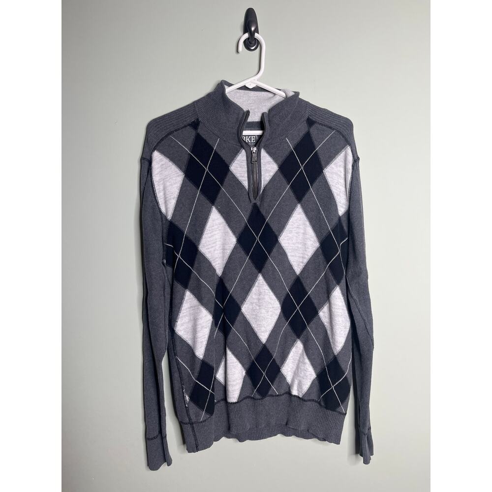 Buckle Gray Argyle Mens Sweater Large
